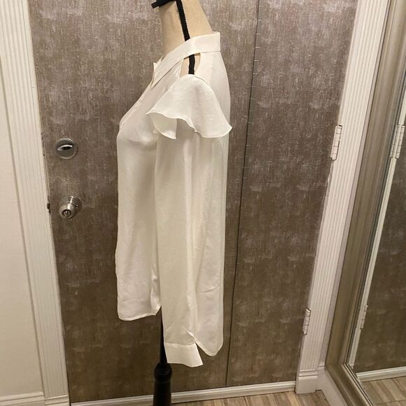 Maje 100% silk open shoulder ruffle blouse, L - Picture 6 of 10